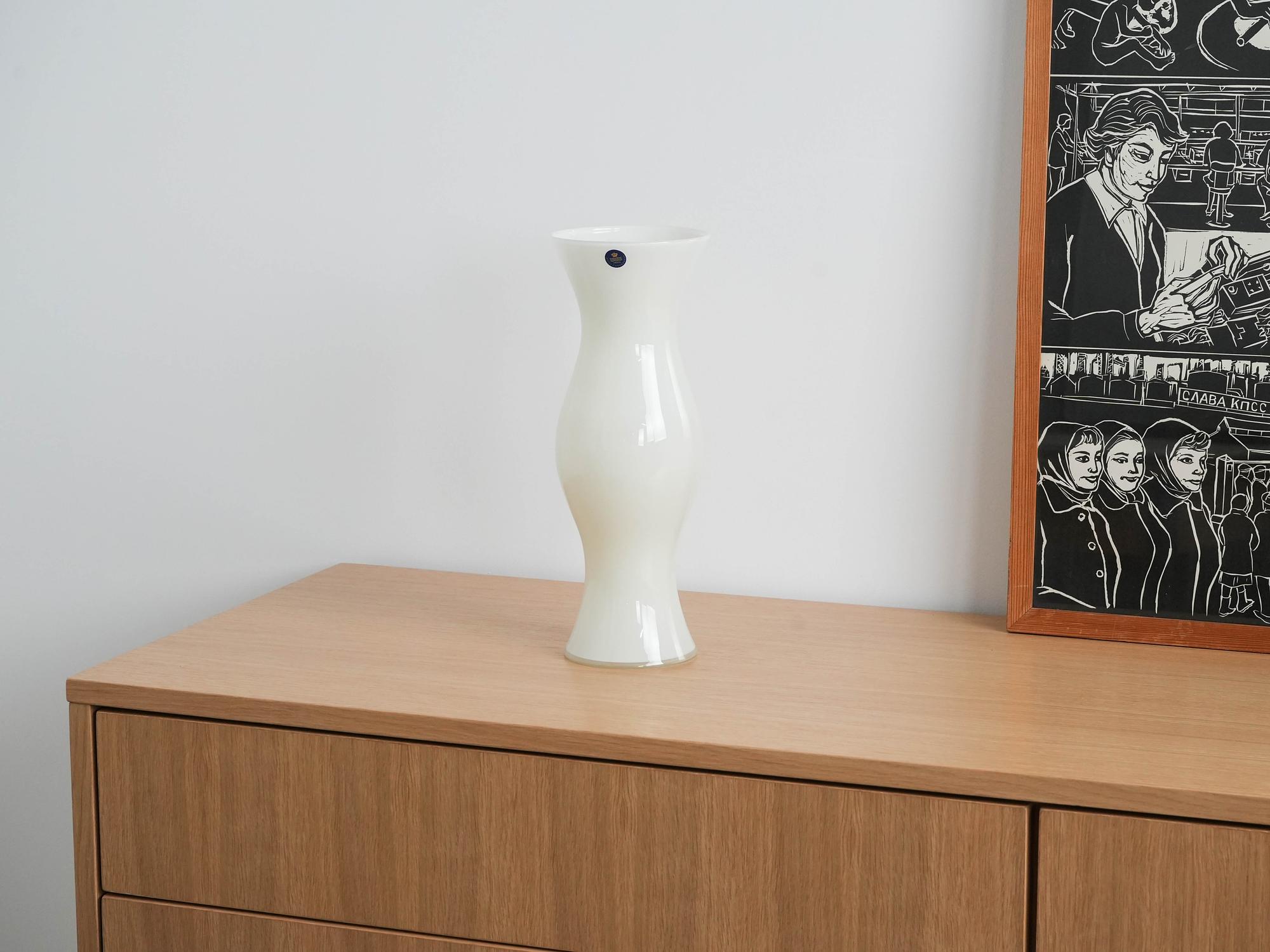 Glasvase Weiß 1970er Jahre 1