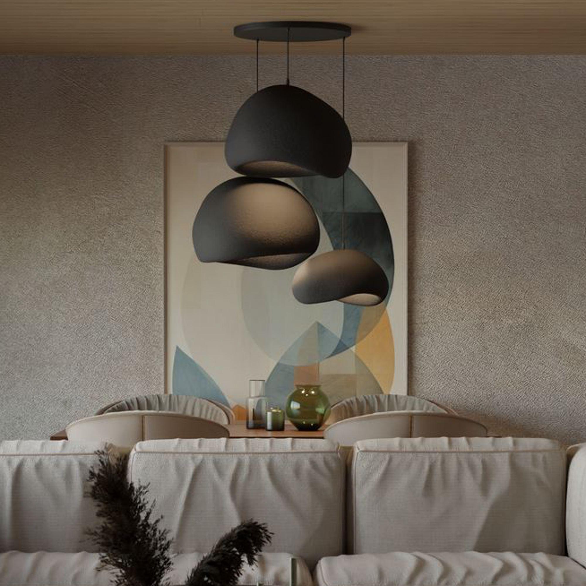 3-Flammig Wabi Sabi Ashveils Pendelleuchte Schwarz 2