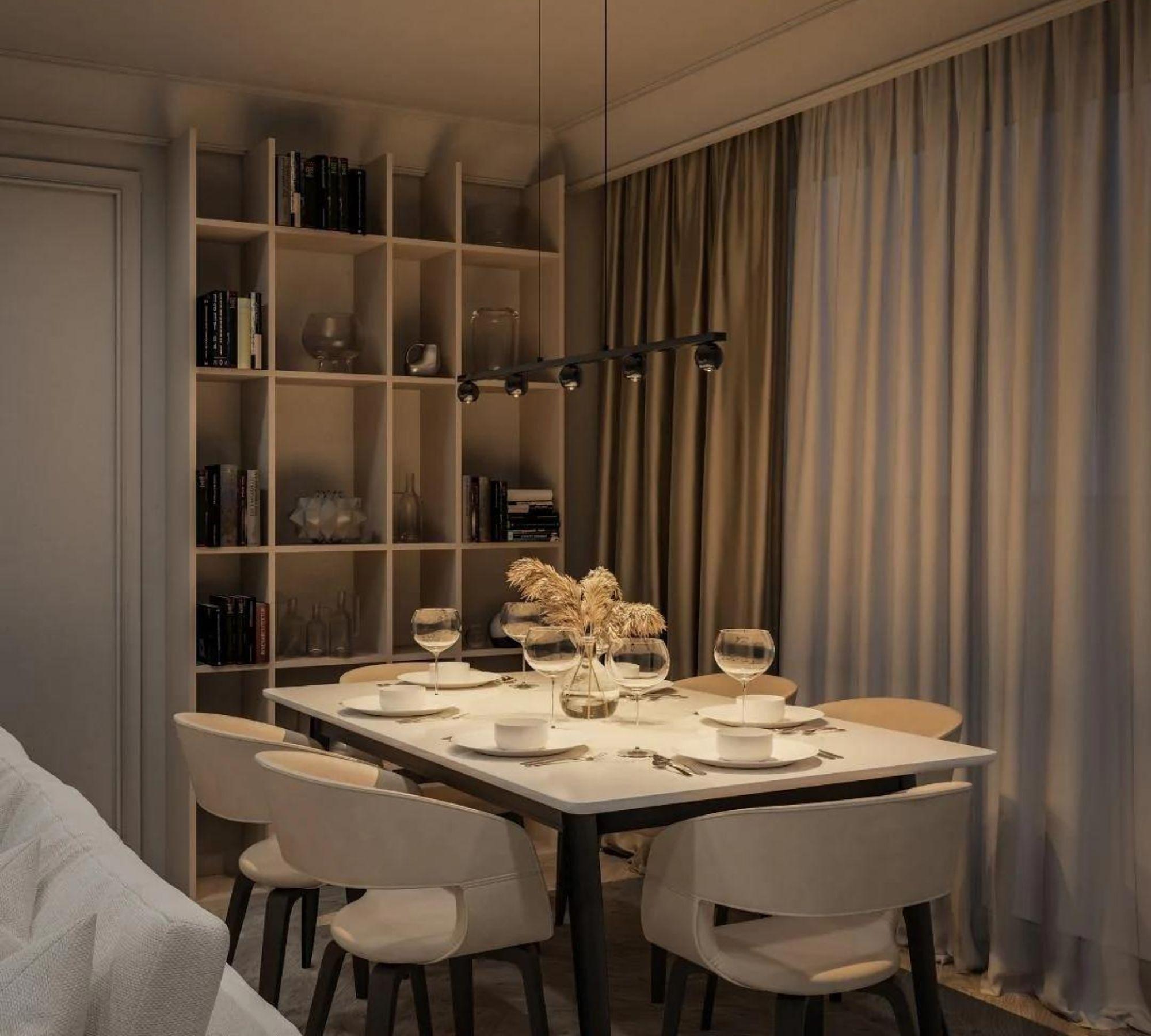 5-Flammige Atropos Pendelleuchte Chrom Schwarz 4