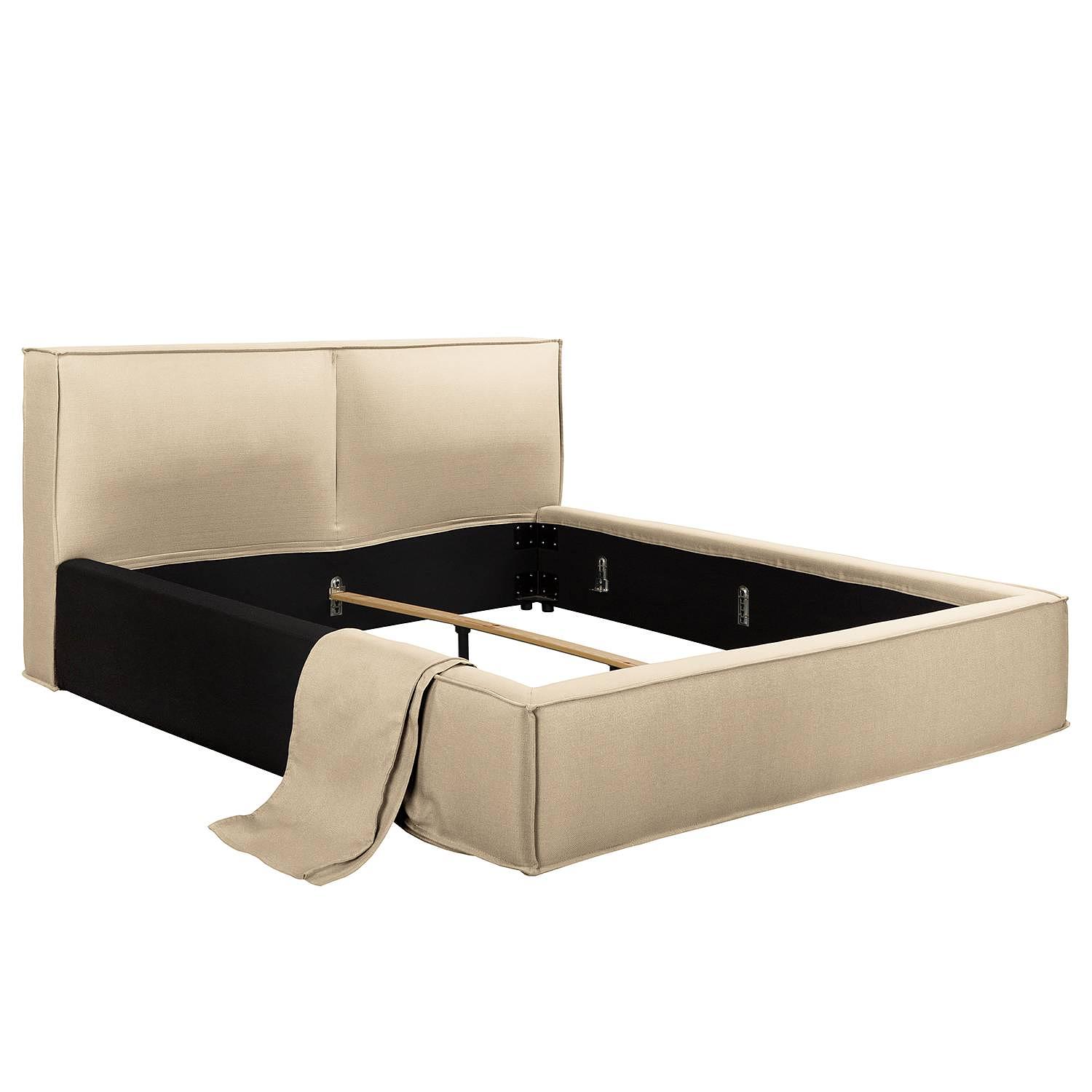 KINX Polsterbett Wechselbezug Flachgewebe Sand 180 x 200cm 2