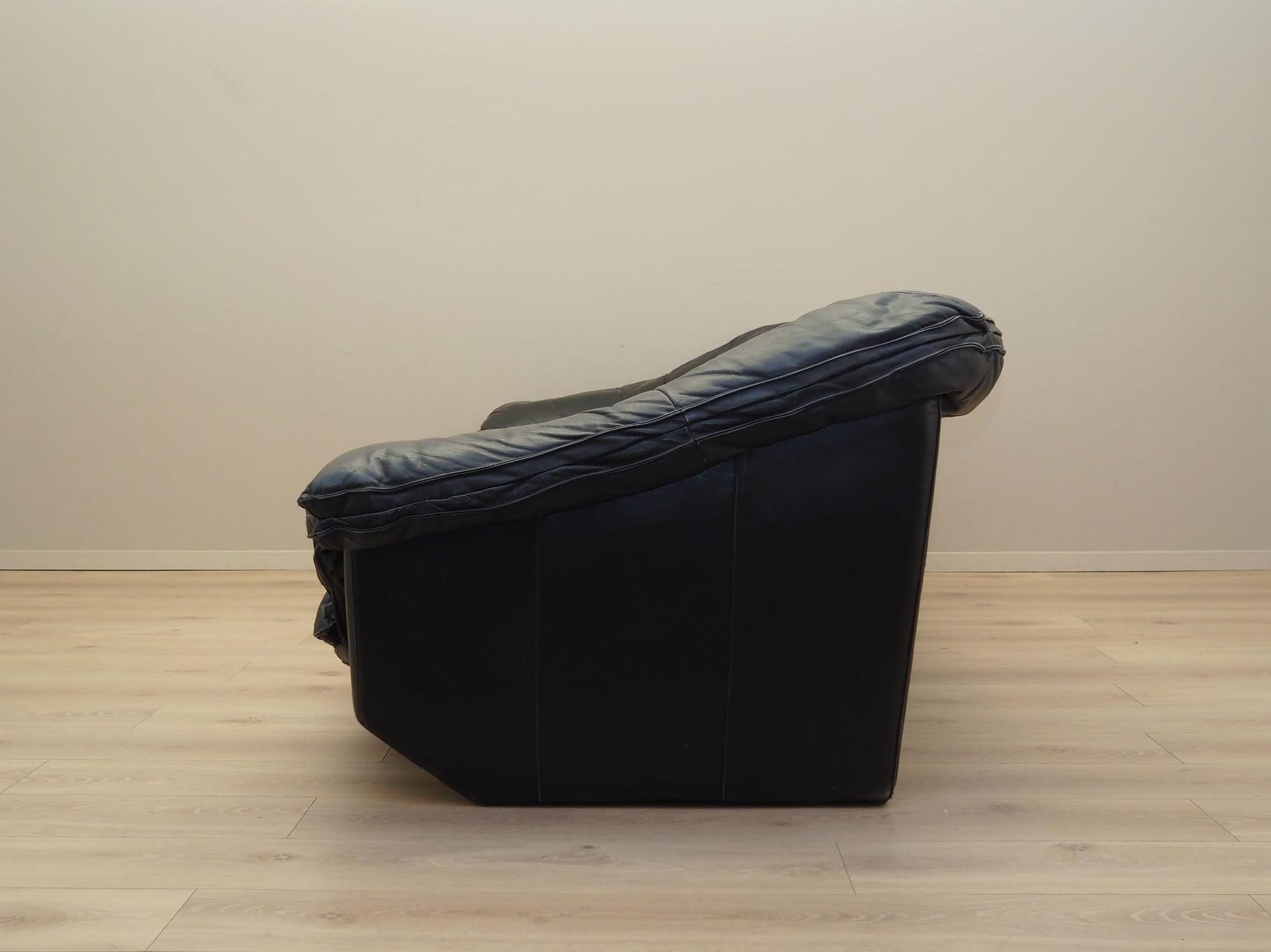 3-seater sofa leather black 1960s 3