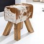 Sitzhocker Saviano Leder Mangoholz Braun Weiß 2
