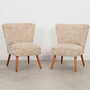 2x Vintage Armchairs Beech wood Textile Beige 1970s 1