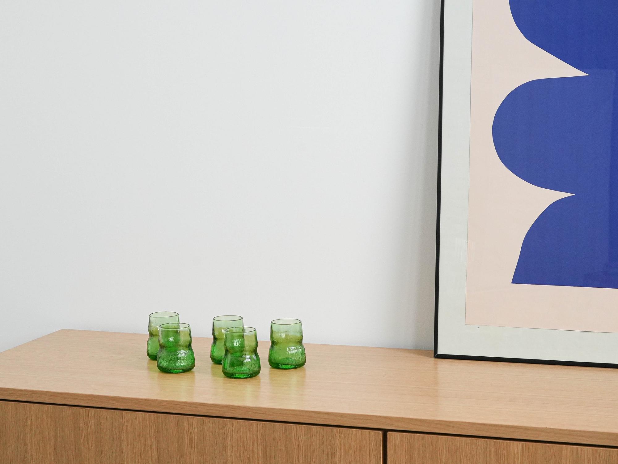 Glass Set Green 1970s 1