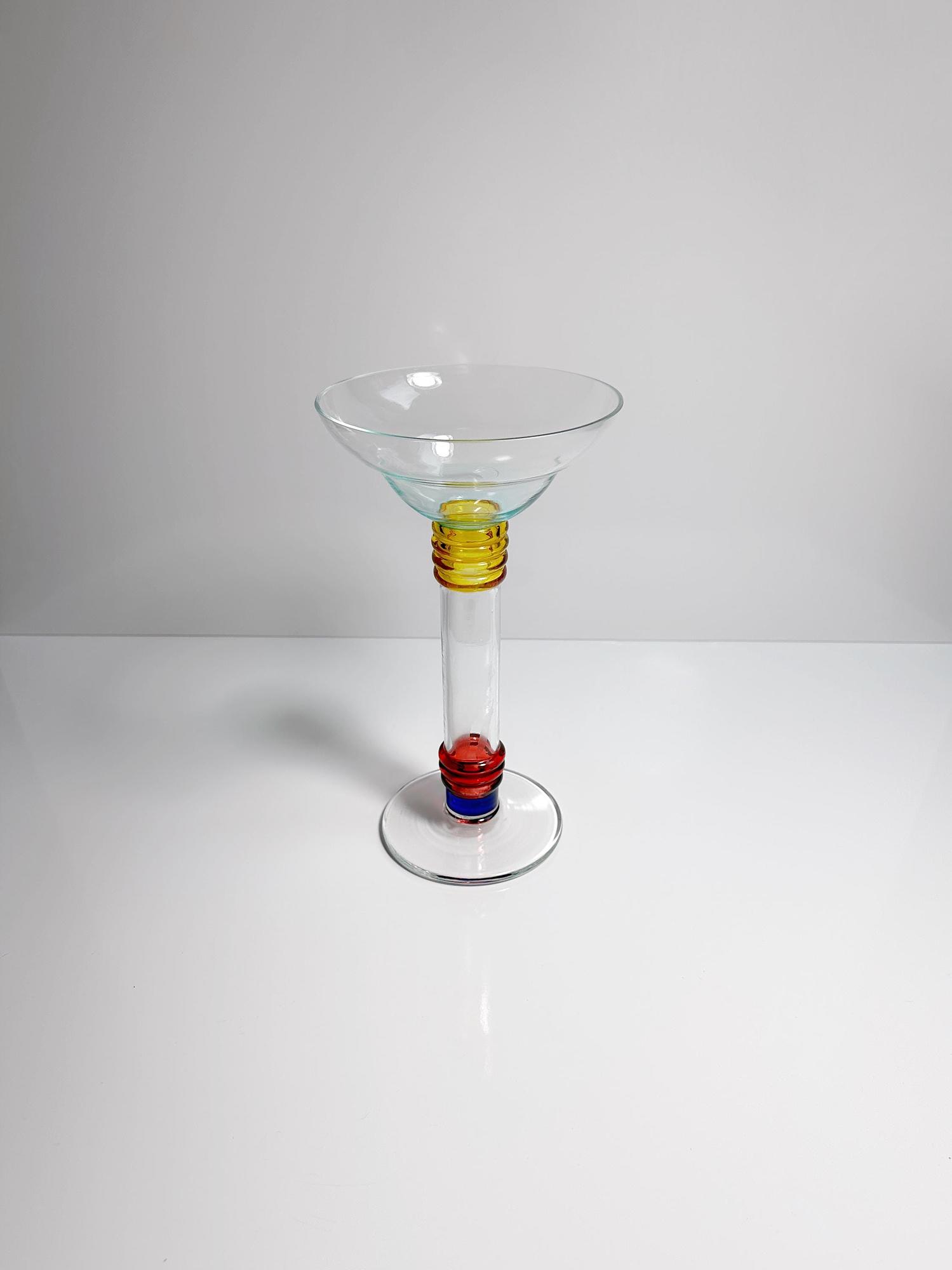 Vintage Postmodern Blumenvase Glas 1990er Jahre 1