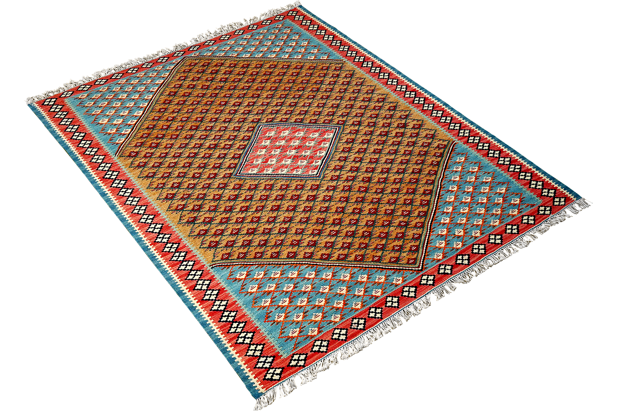 Kelim Senneh Carpet Wool Brown 2