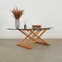 Vintage Coffee Table Beech Wood Glass Brown 1990s 3