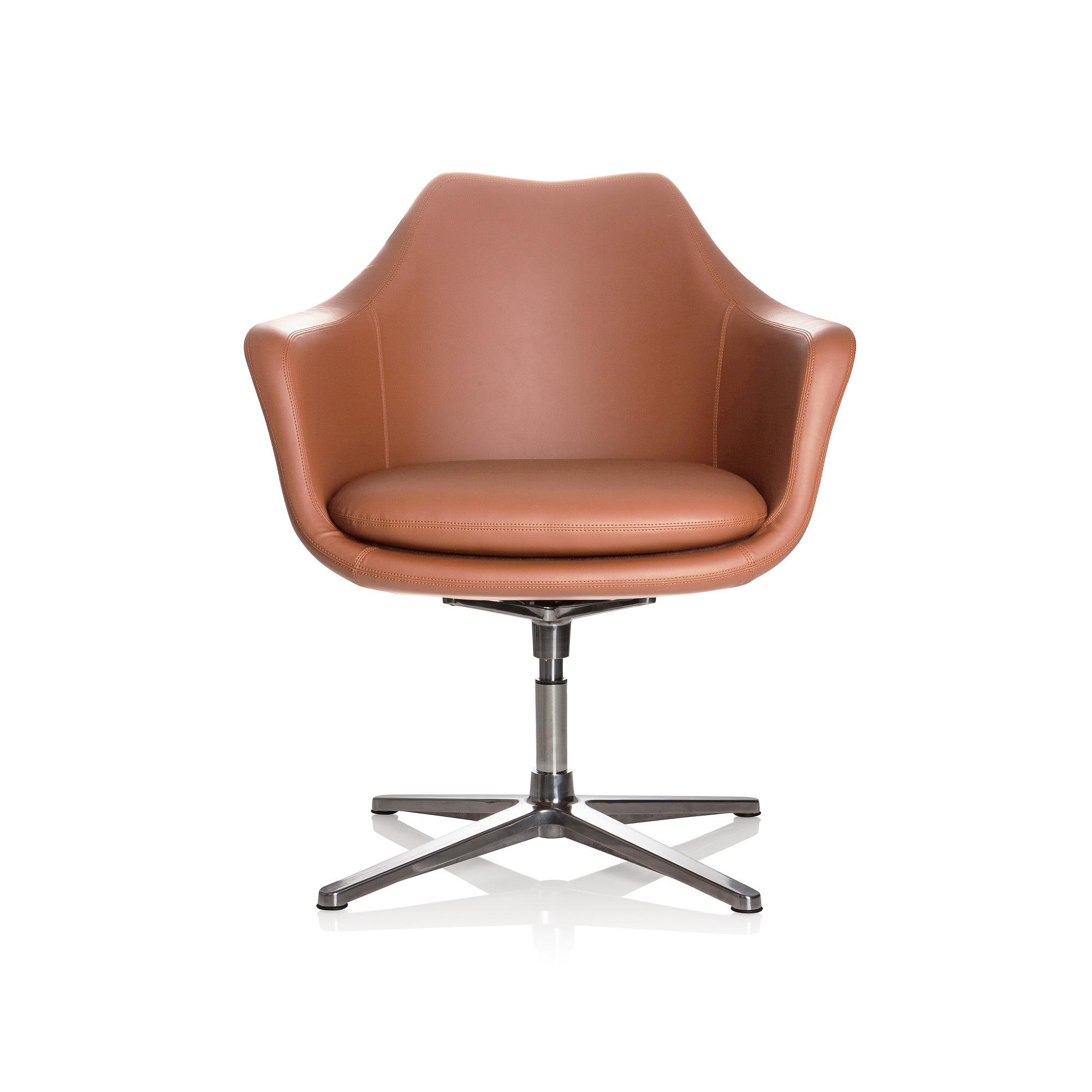 Artemia Swivel Armchair Faux Leather Brown 0