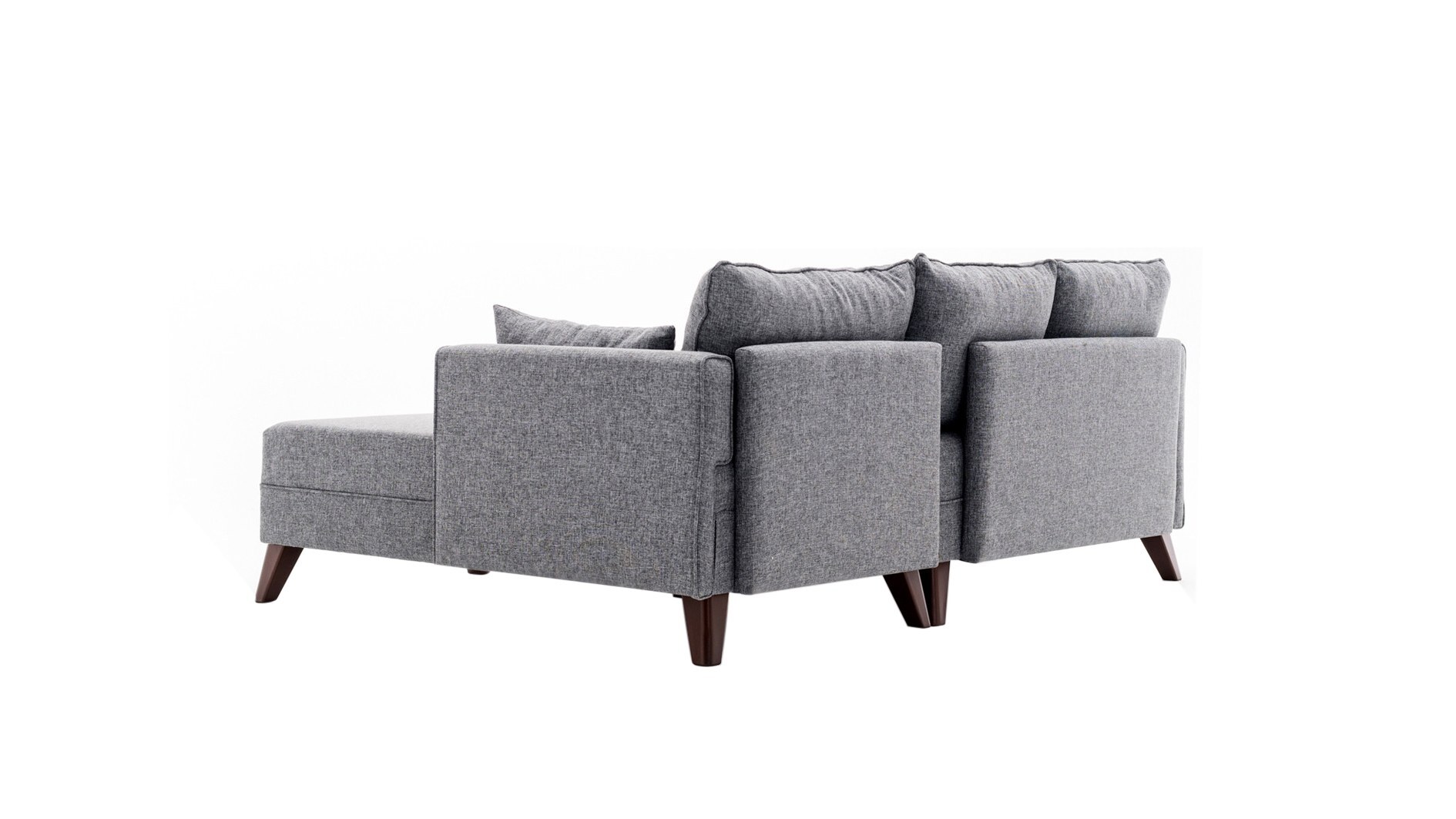 Schlafsofa Récamiere Rechts & Hocker Polyester Holz Grau 9