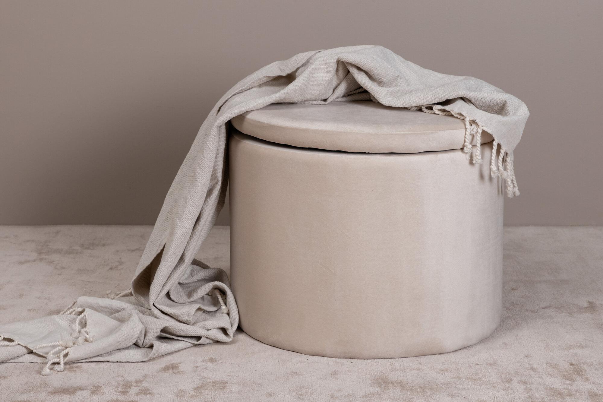 Dunken Pouf Samt Beige  5