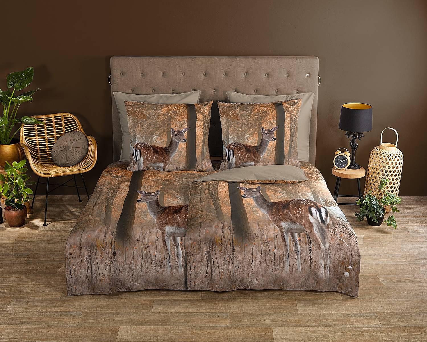 Gavin Bettwäsche Baumwolle Braun 135x200 cm Kissen 80x80cm 3