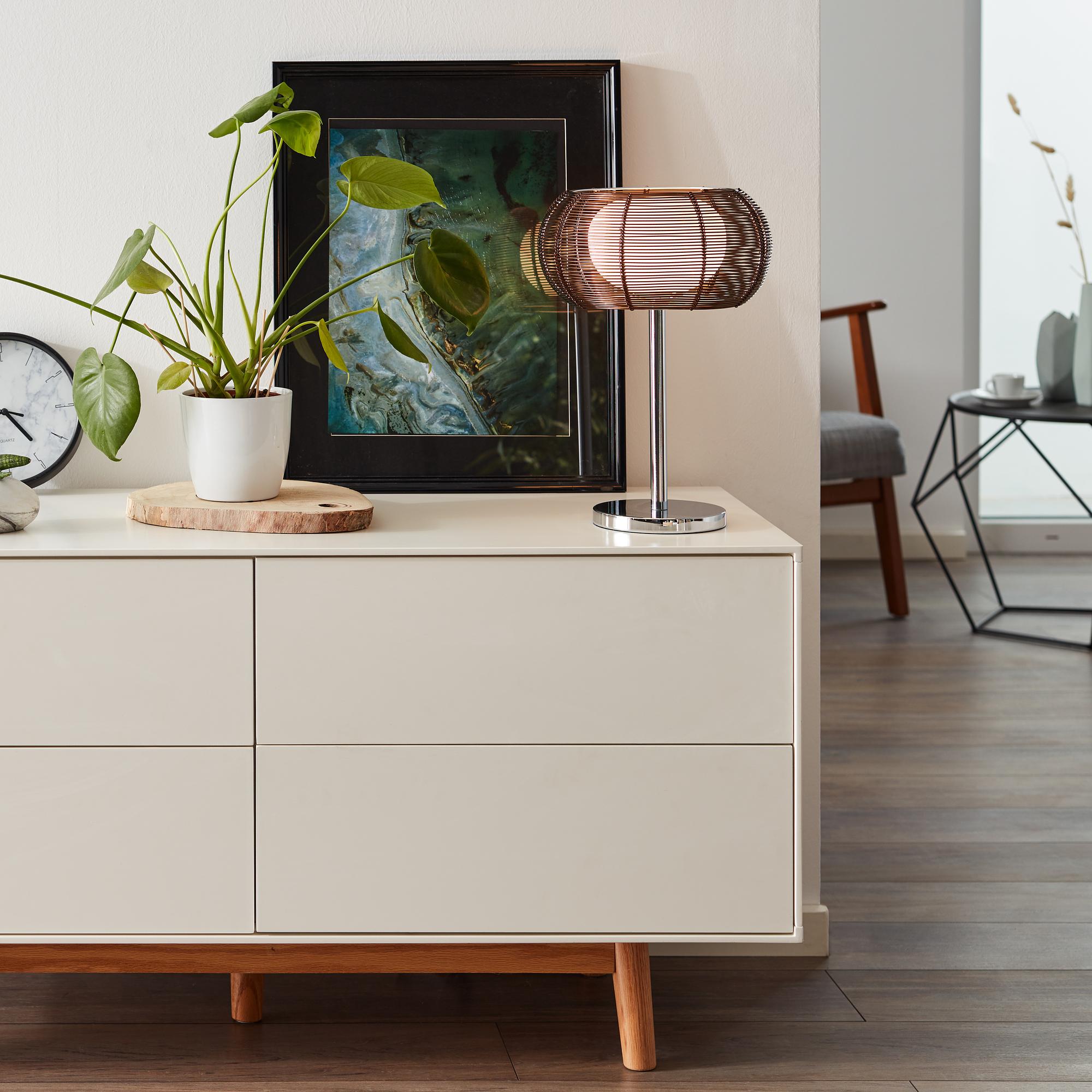 Tischleuchte Relax Eisen Opalglas Bronze Chrom 3