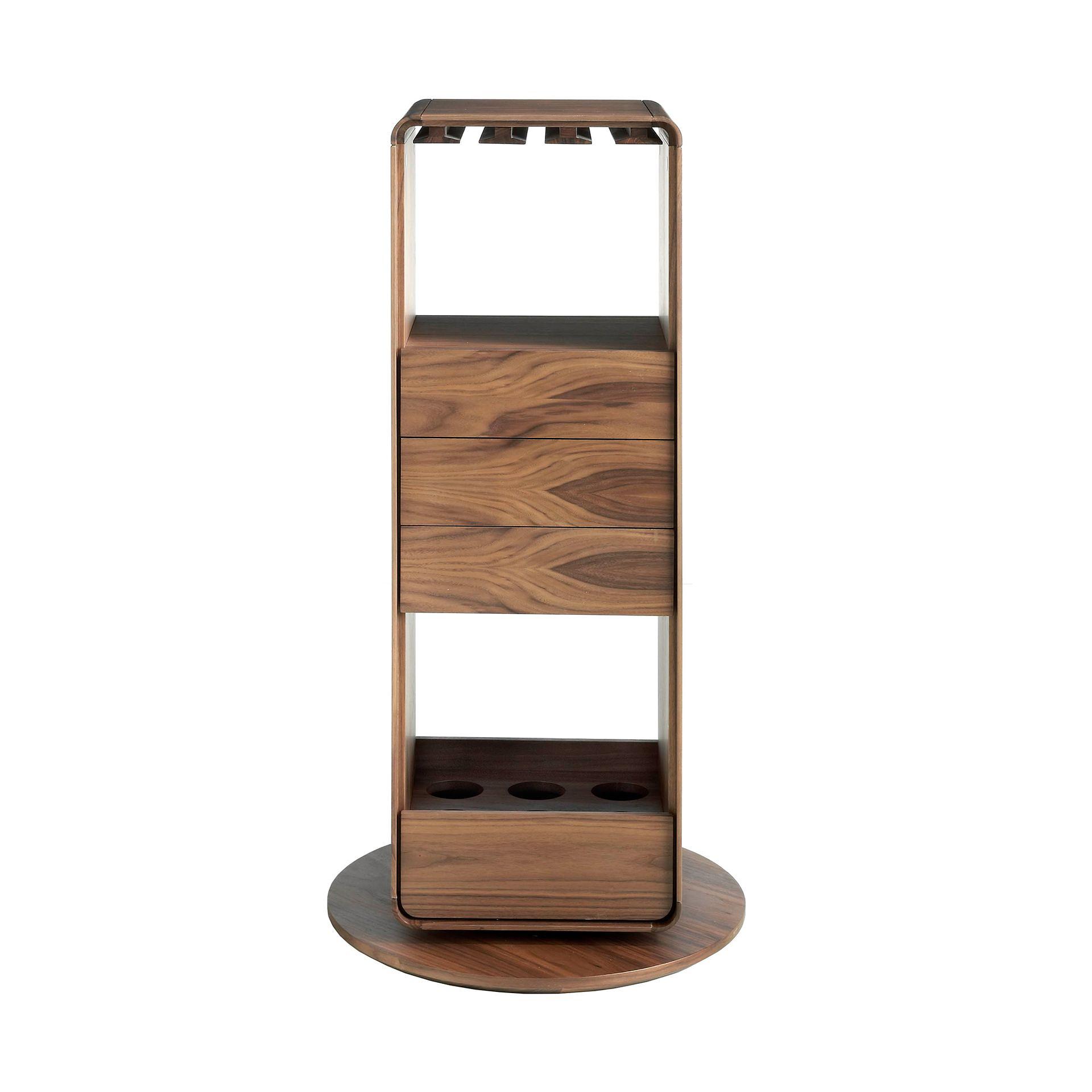 Mobile bar girevole in legno di noce 1