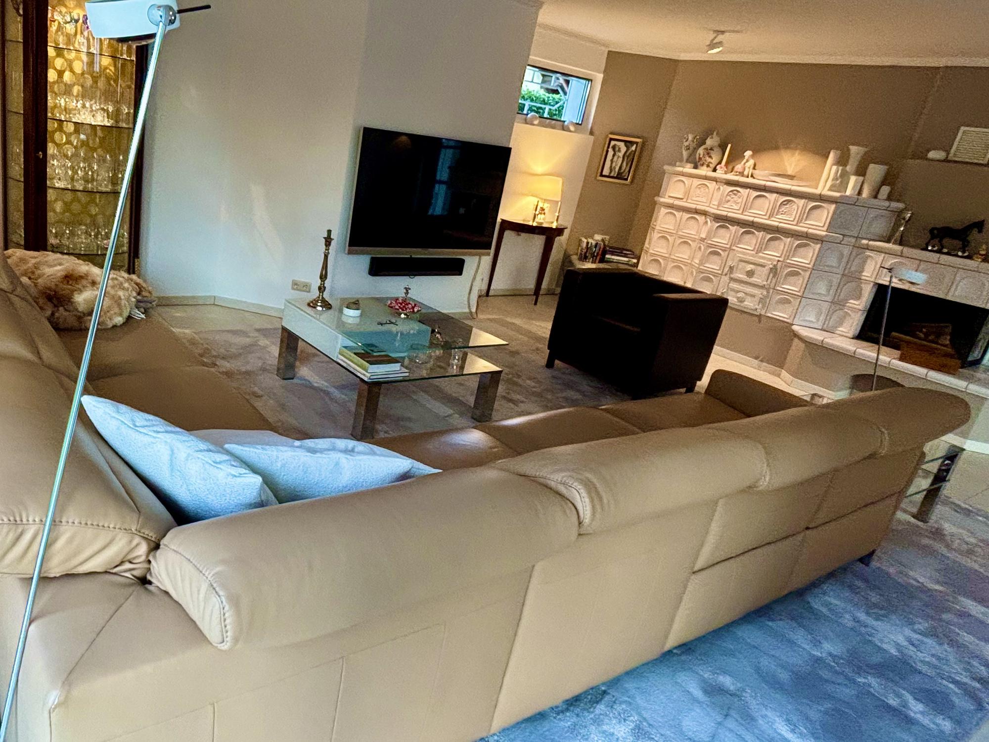 Ecksofa Leder Beige 3