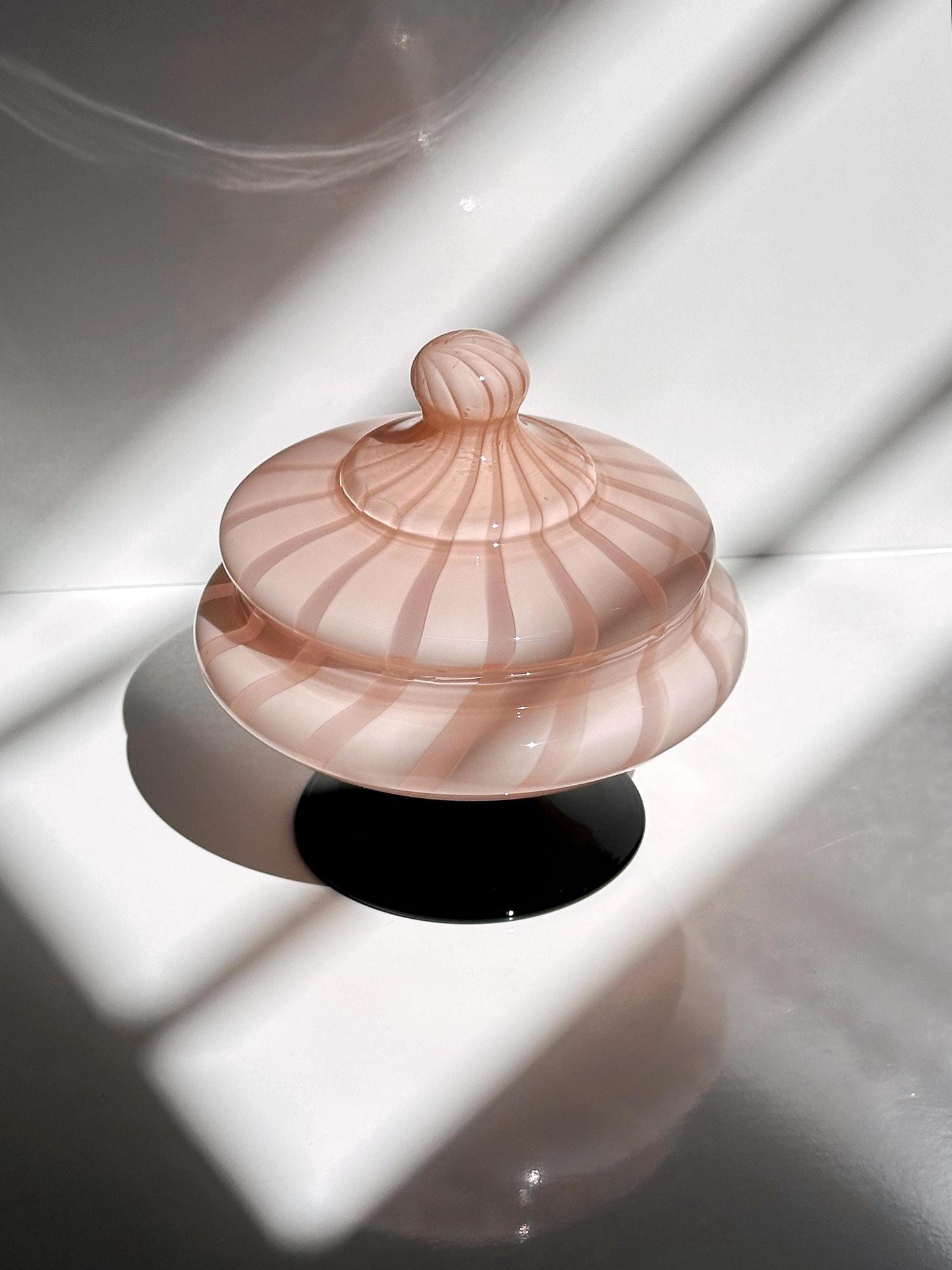 Vintage lidded jar milk glass 1950s 0