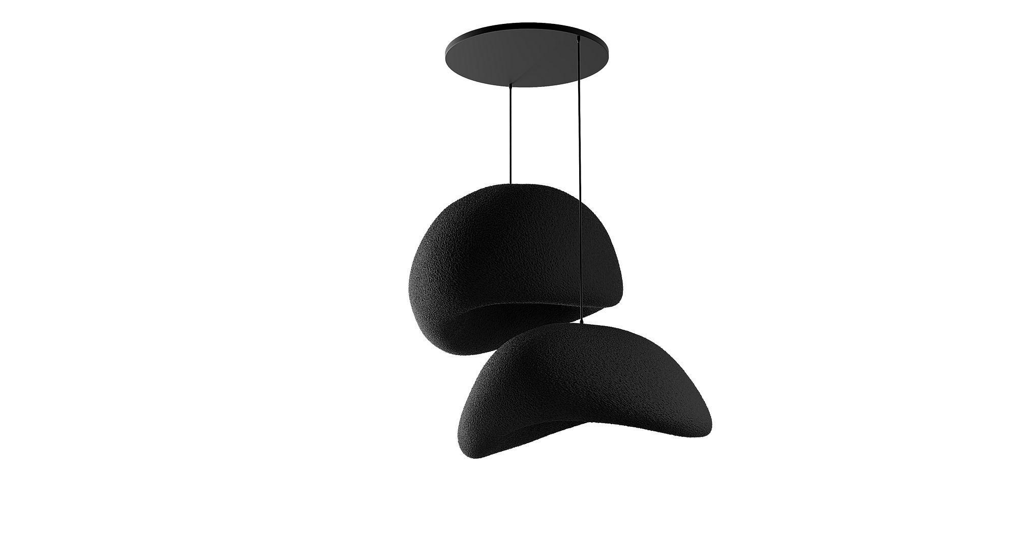 2-Flammig Wabi Sabi Plasterglows Pendelleuchte Schwarz 6