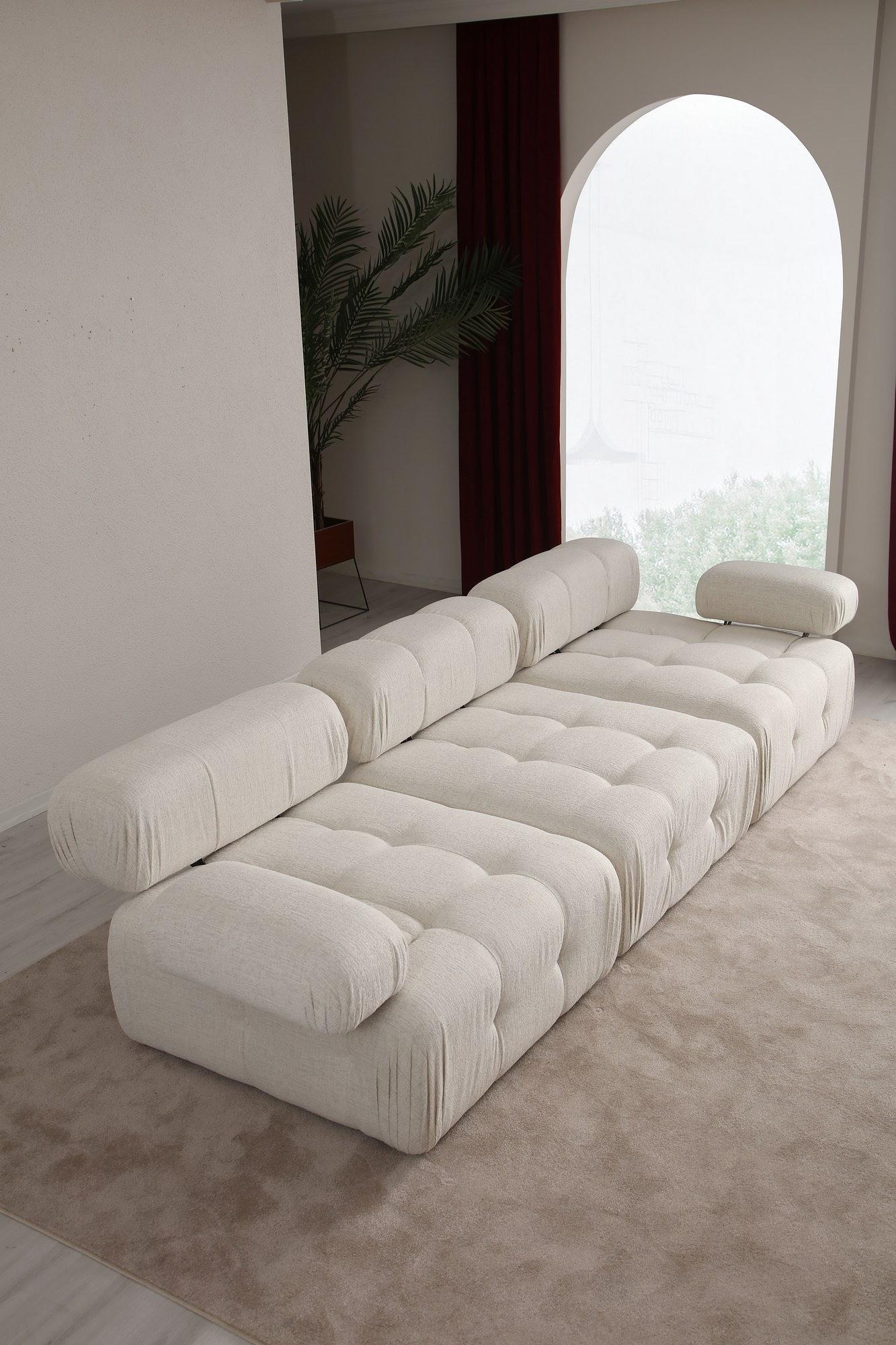 Doblo Modular Sofa 3-Seater Cream Bouclé 4