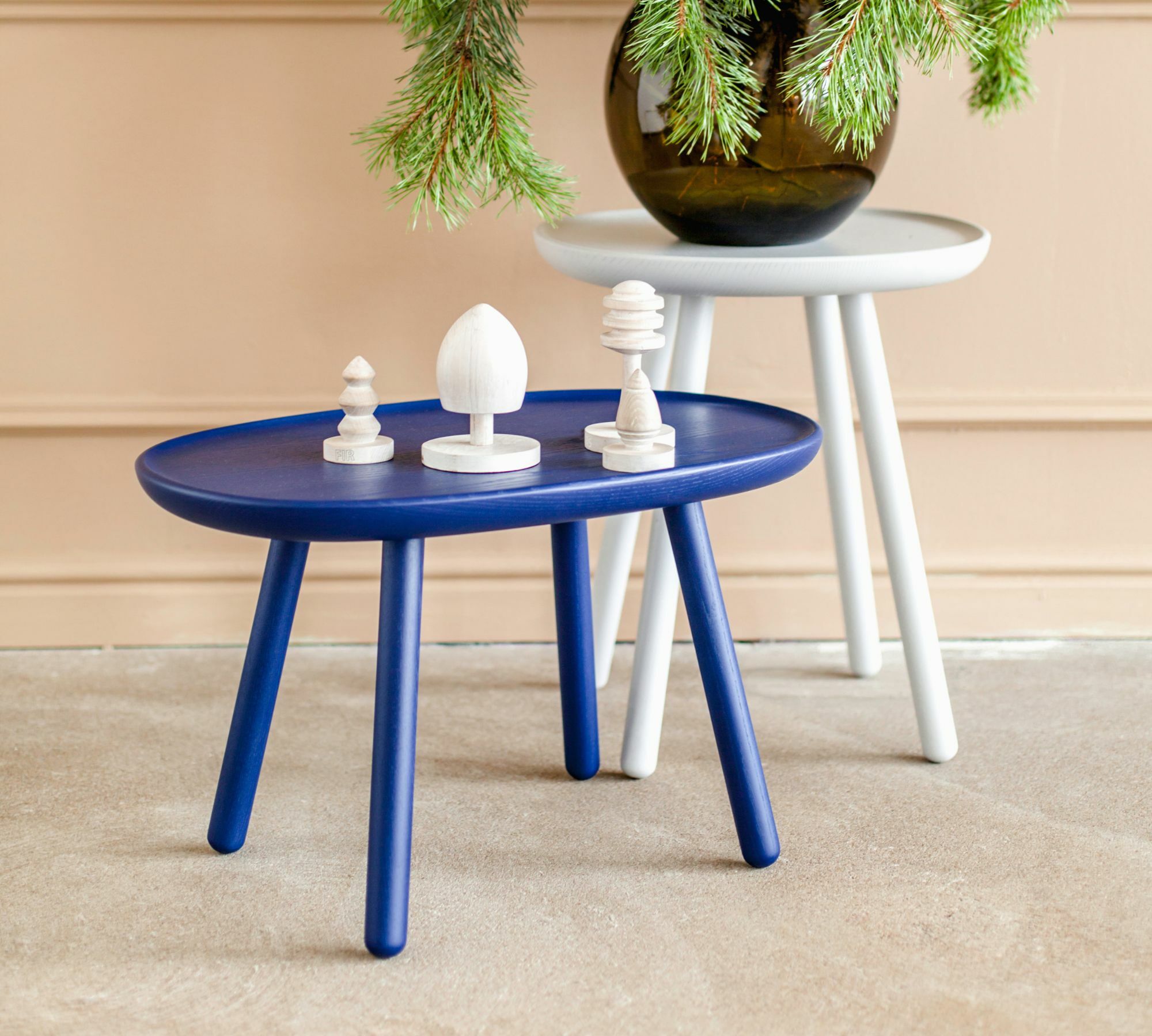 Naïve Beistelltisch Esche Blau 0