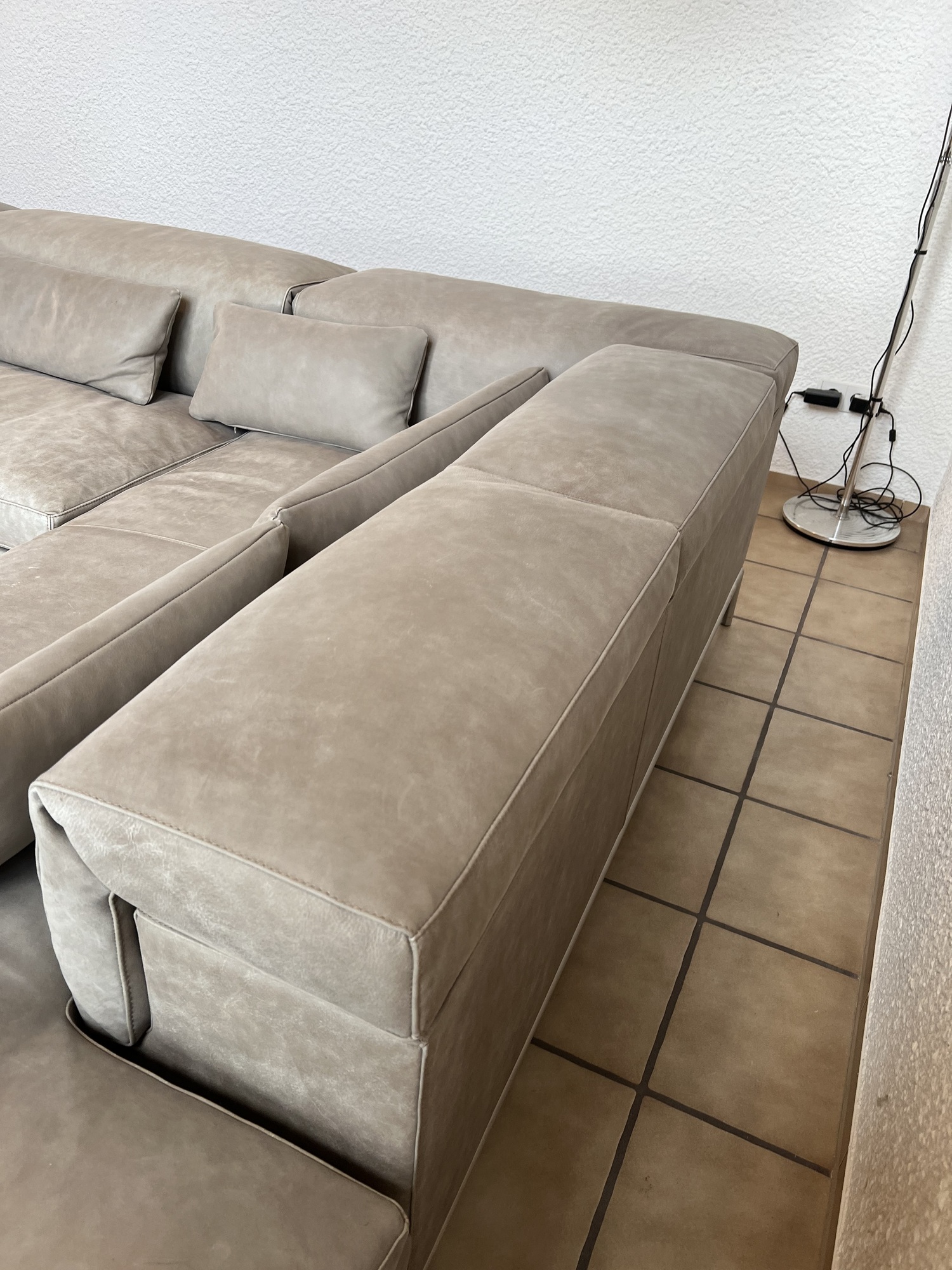 Sofa, Hocker & Pouf Leder Edelstahl Grau 3