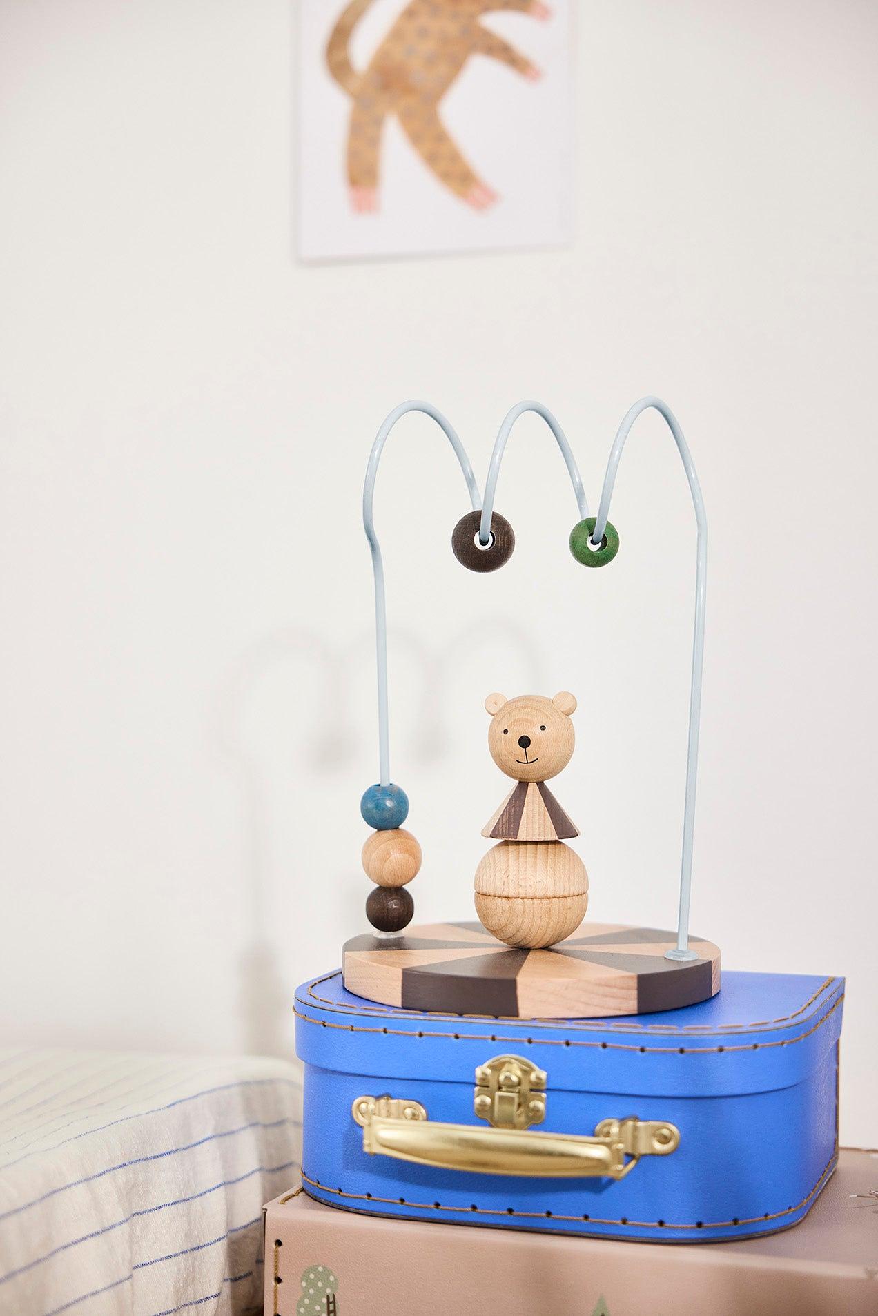 Circus Bear Abacus Wooden Toy Natural Dusty Blue 1