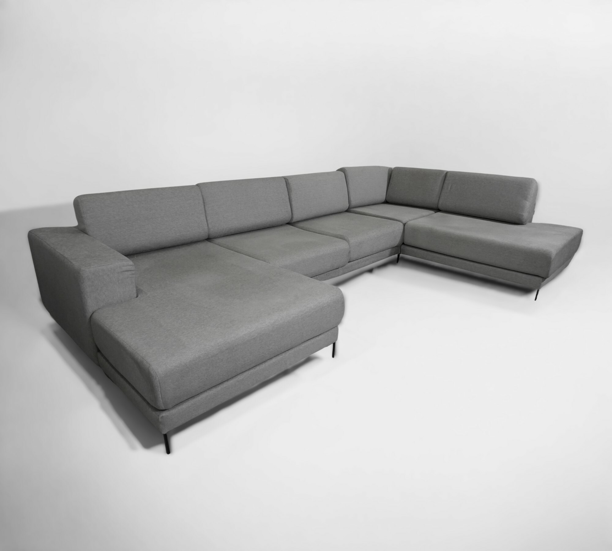 Tyme Sofa Landscape with Chaise Lounge Fine Fabric Slate Grey 1