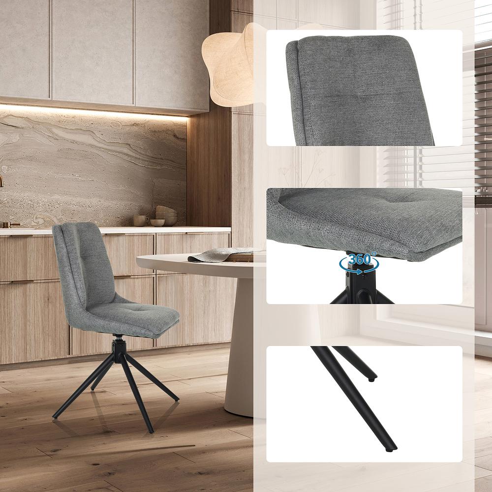 TARVISO I Dining chair Swivel Fabric Grey 1