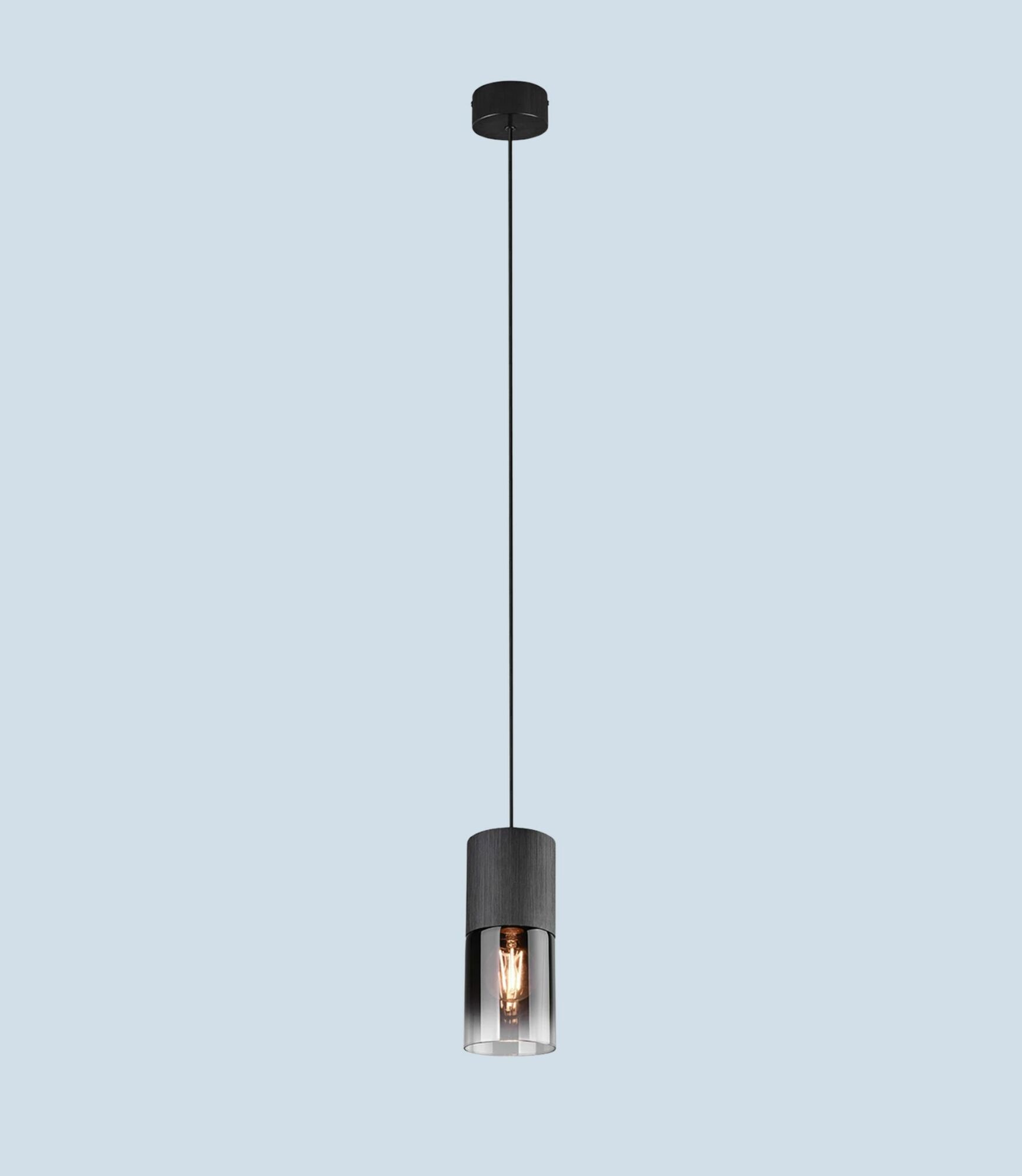 1-Flaming Pendant Lamp Aluminum Clear Glass Black 1