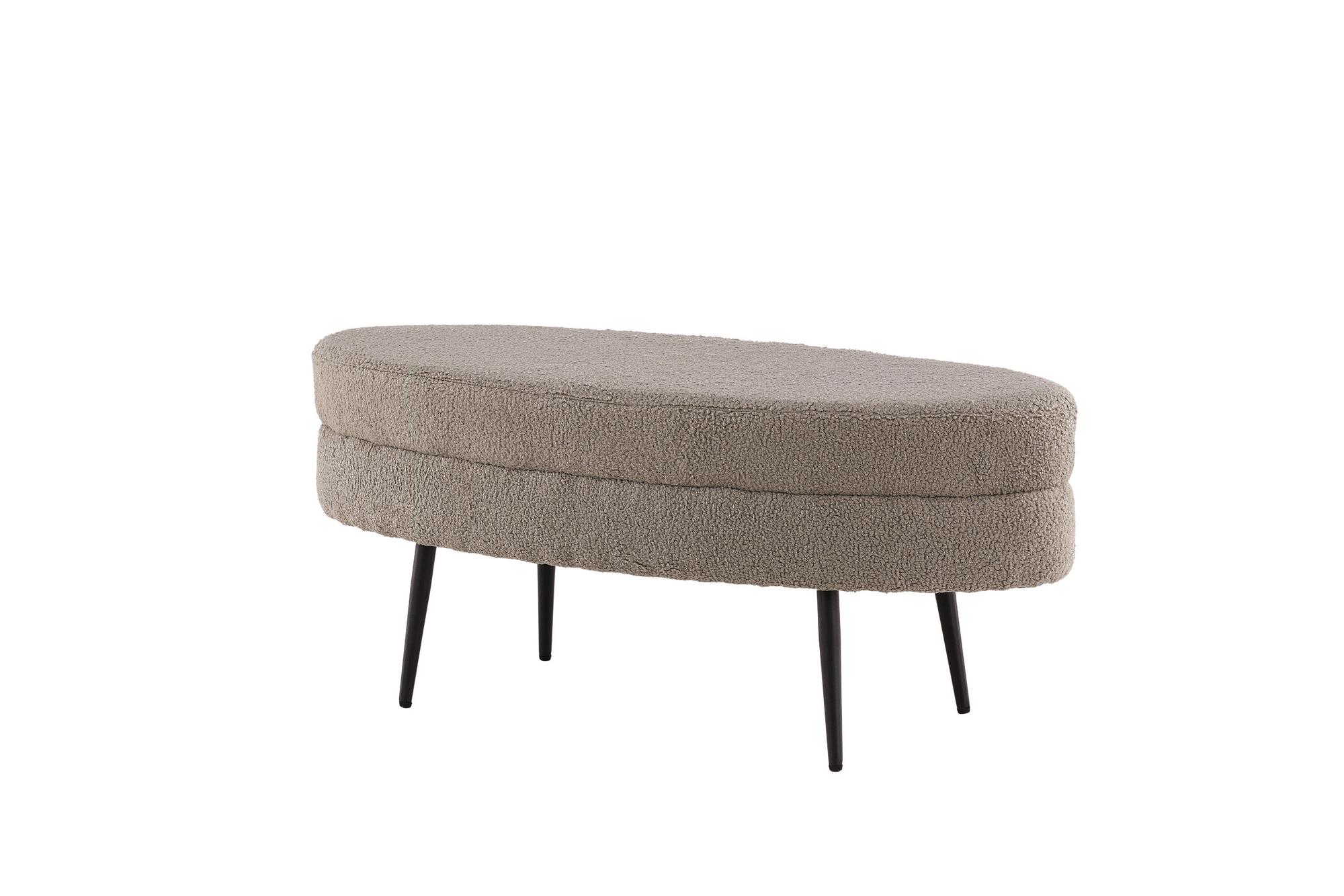 Otto Pouf Teddy Schwarz Beige  1
