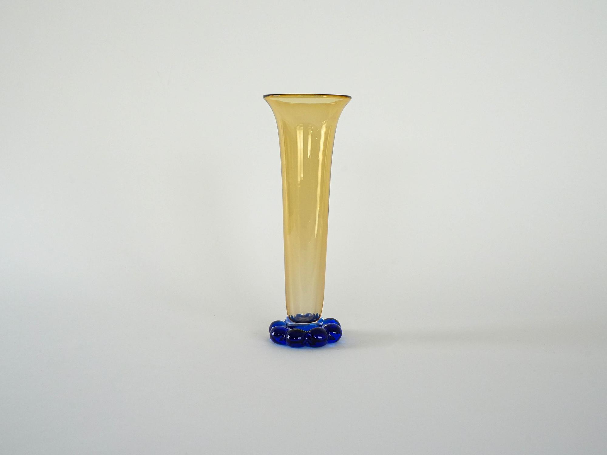 Glass vase Amber Cobalt blue 3