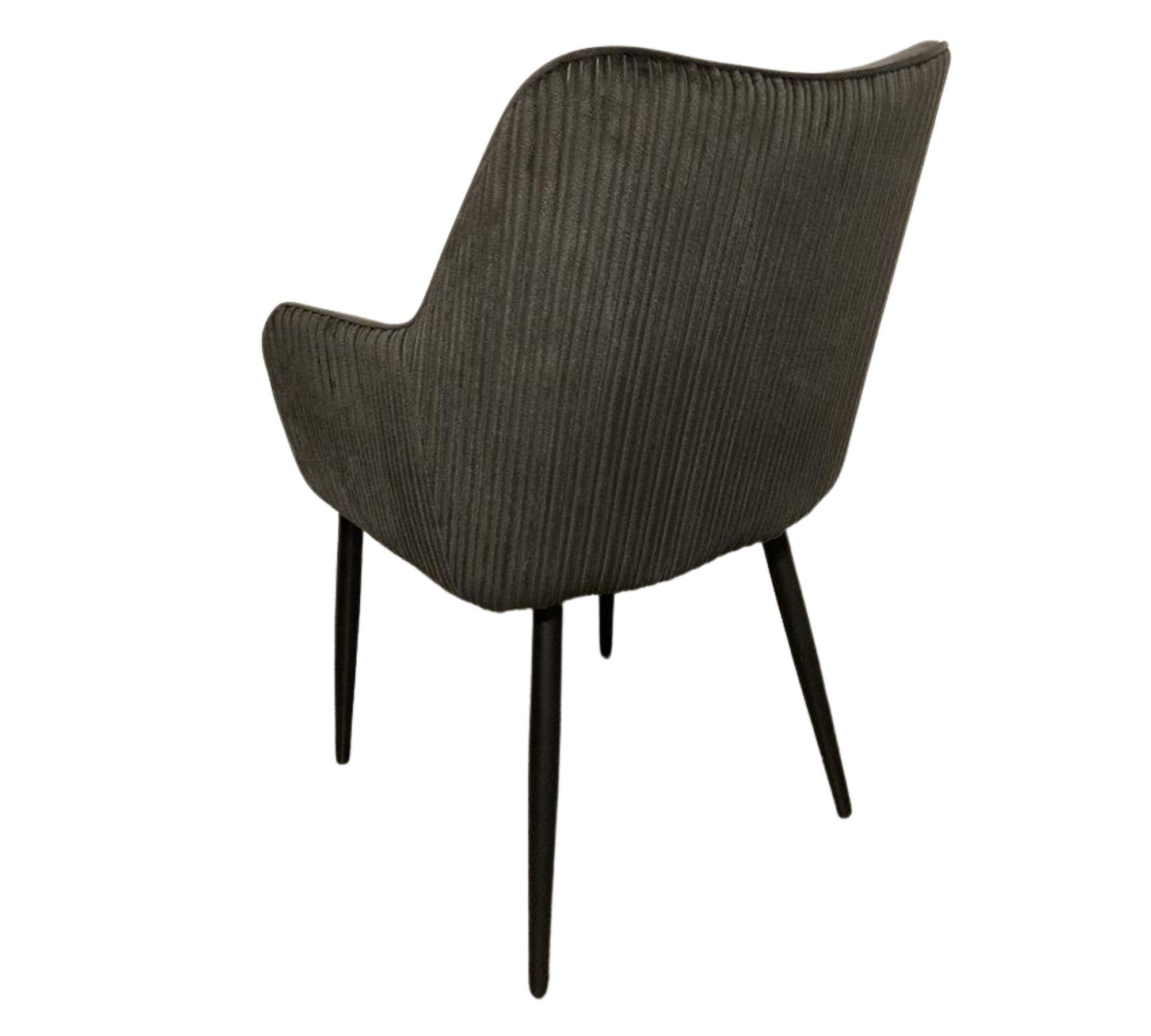 6x Armlehnstuhl Samt Gepolstert Grau 2