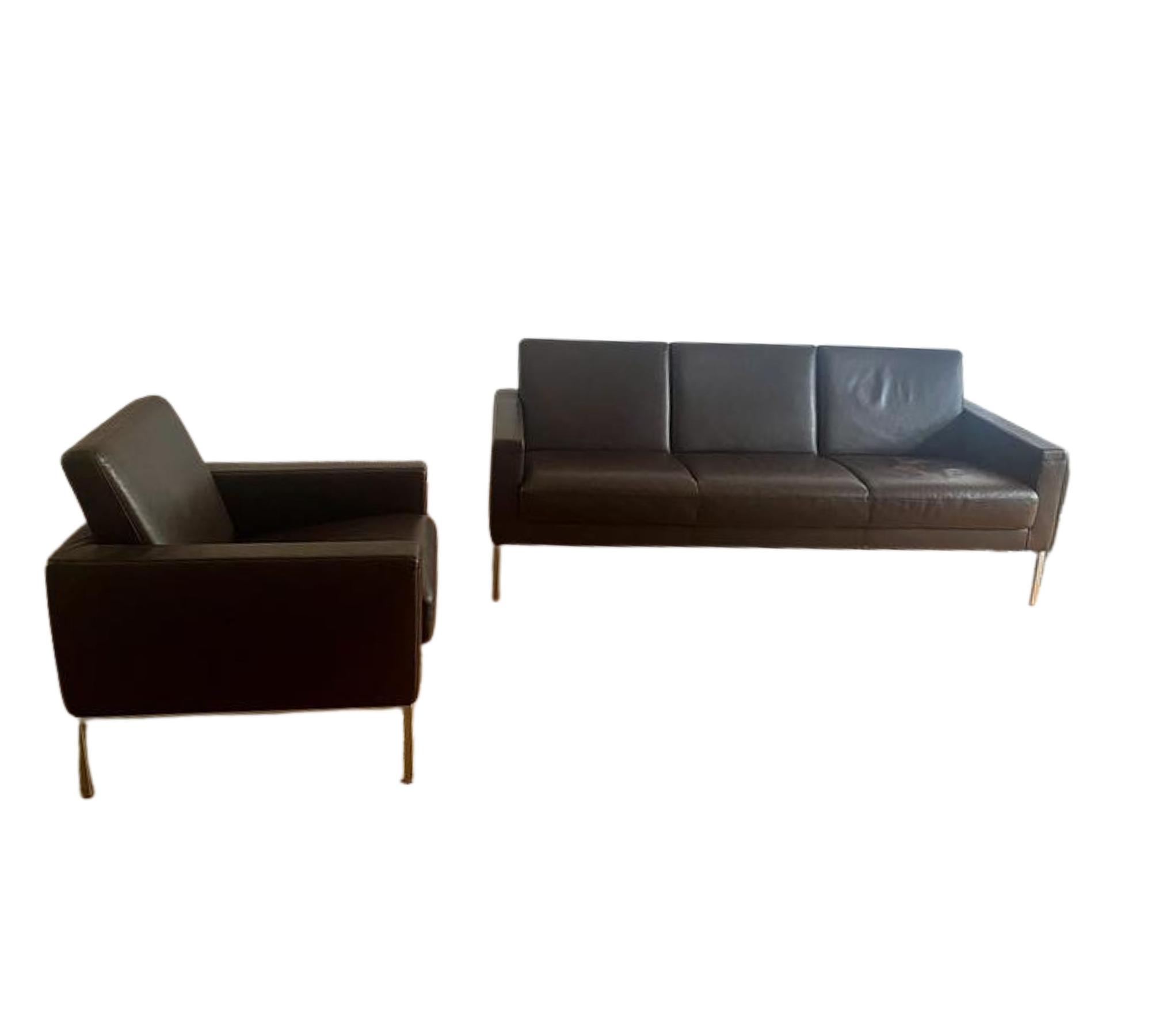 Walter Knoll Jason Sofa Three-seater armchair dark brown 3
