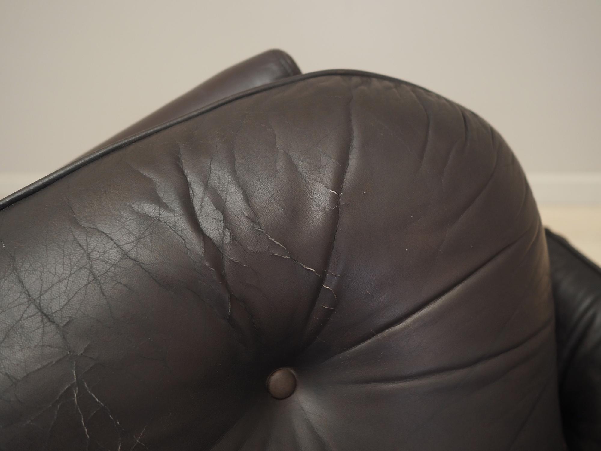 Armchair with casters, leather, brown, 1970s 12