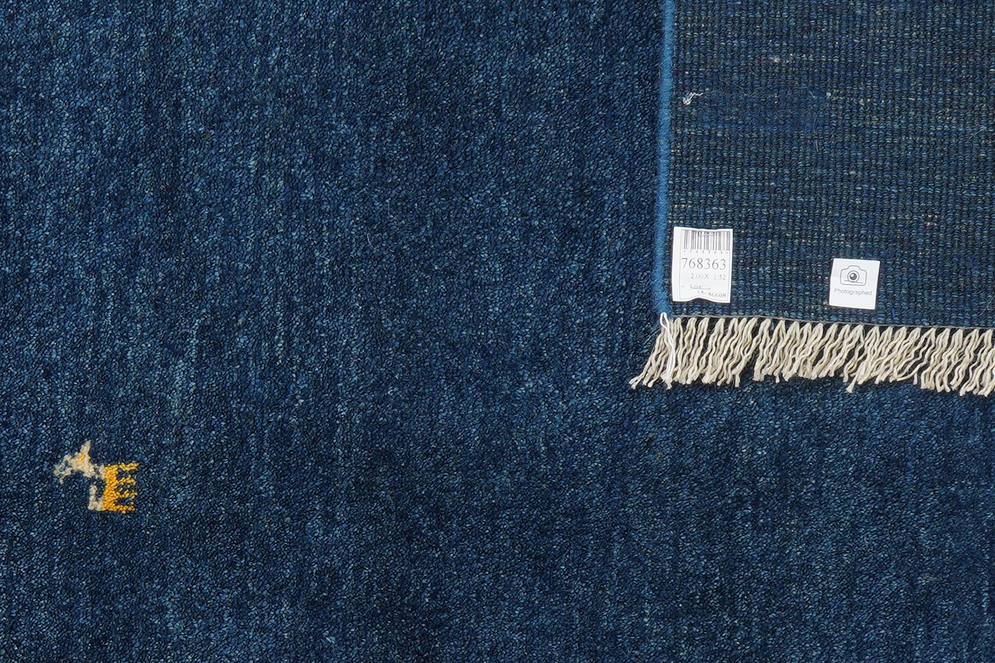 Gabbeh Teppich Wolle Blau 4