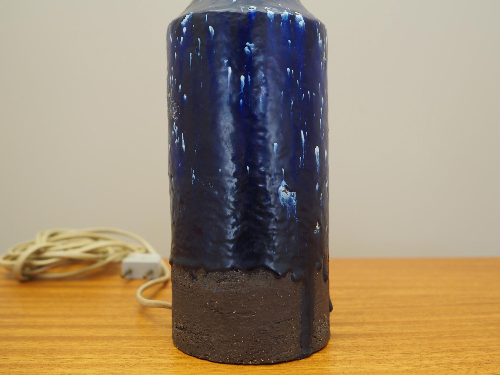 Tischlampe Keramik Blau 1960er Jahre 9