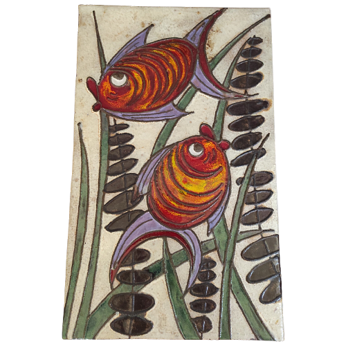 Vintage Wandfliese Keramik Bunt 0