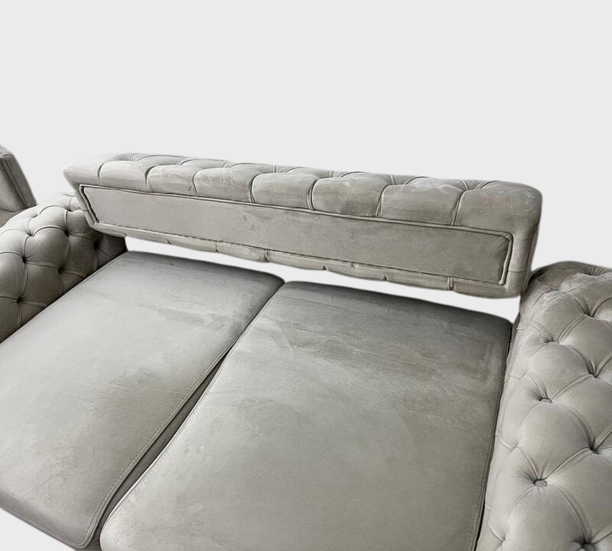 2x Sofa & Sessel Samt Beige 5