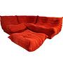 Togo Sofa 4-Teilig Stoffbezug Vollschaum Orange 0