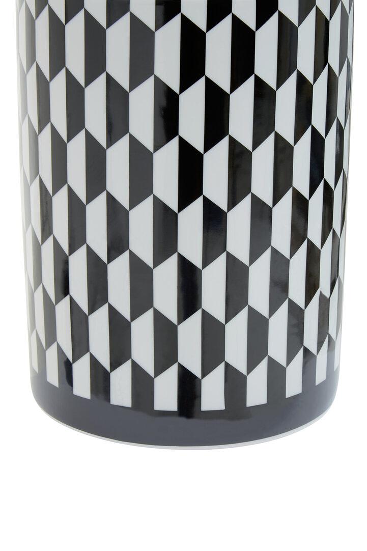 Marlo Kleiner Geometrically Printed Ceramic Jar Black White 8