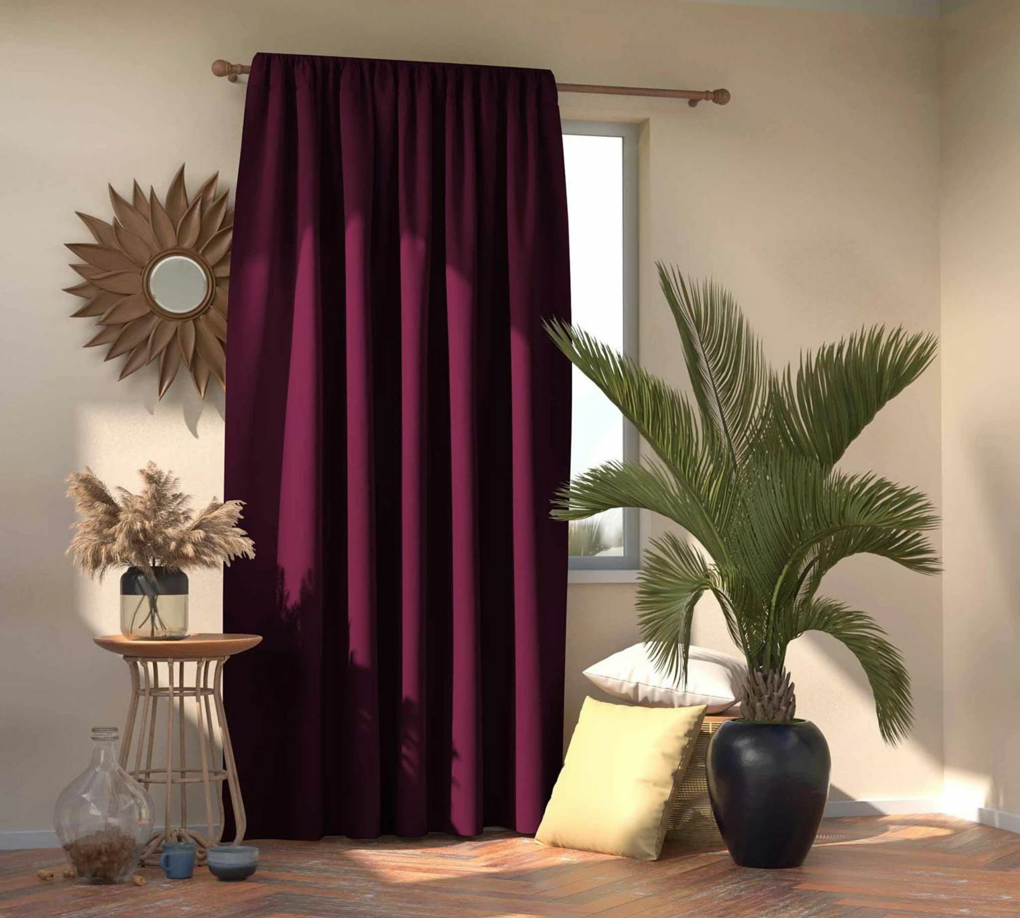 Vorhang mit Kräuselband Textil Violett 0