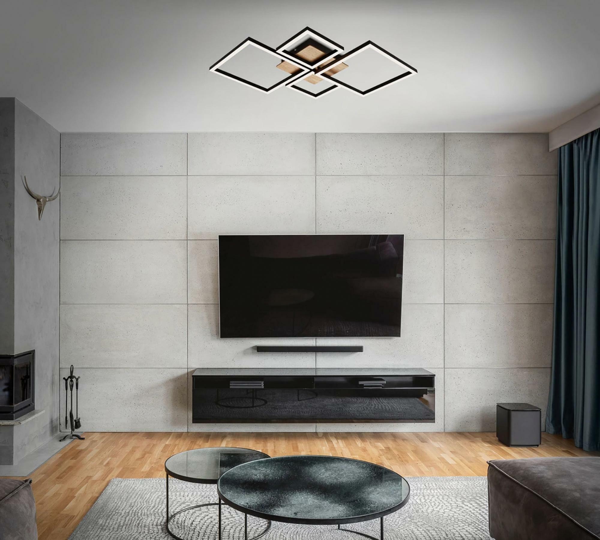 LED Deckenleuchte in Rahmenform Holzoptik II 5