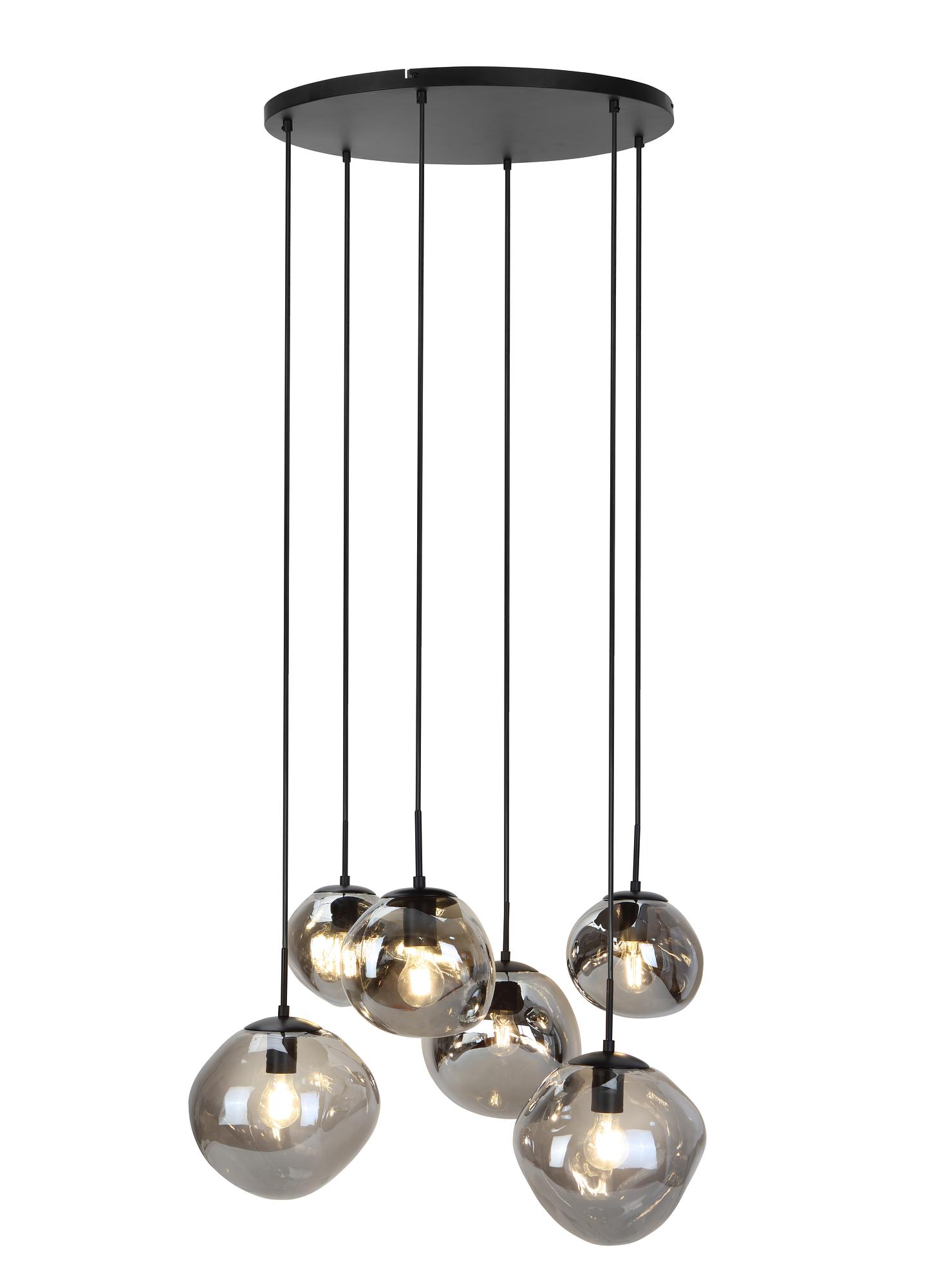 Lampada a sospensione vetro fumé grigio 0