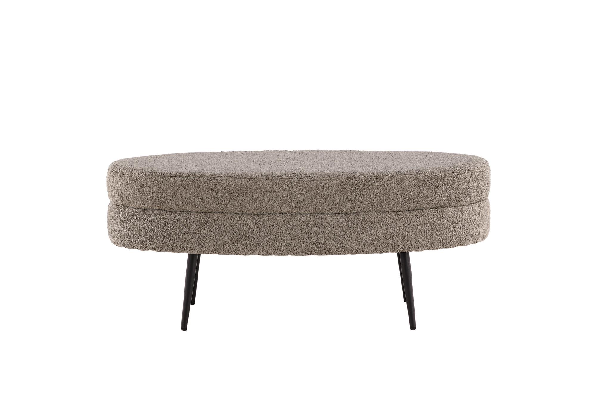Otto Pouf Teddy Schwarz Beige  0
