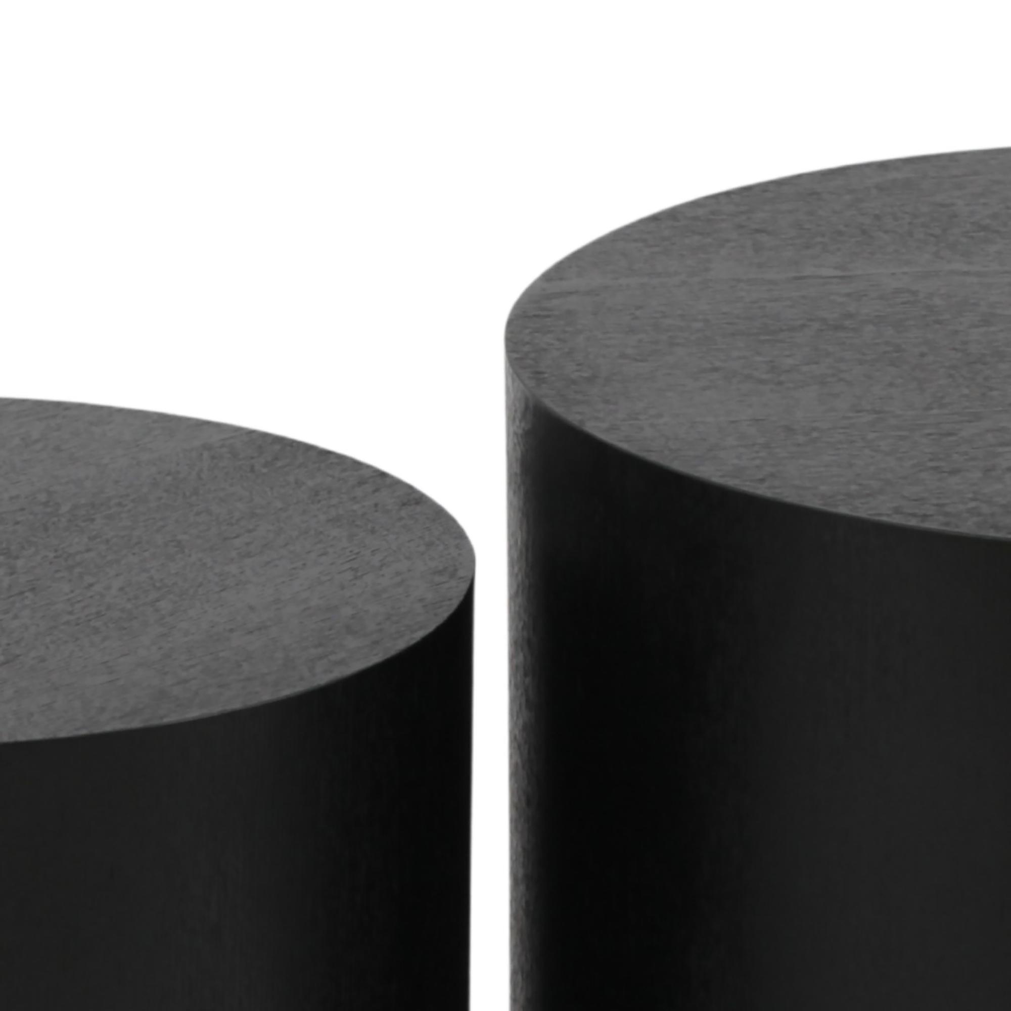 Elipse Beistelltisch 2er-Set Echtholzfurnier Esche Schwarz 2