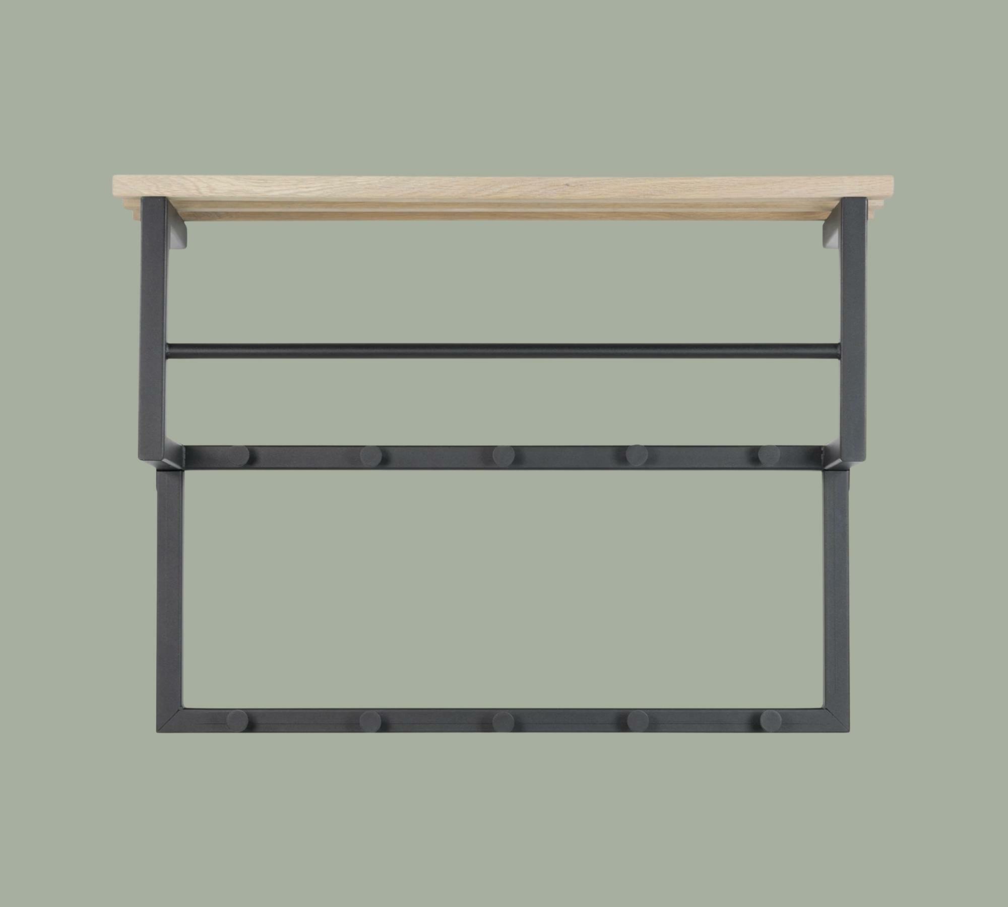 Wandgarderobe Eiche massiv und Metall 2
