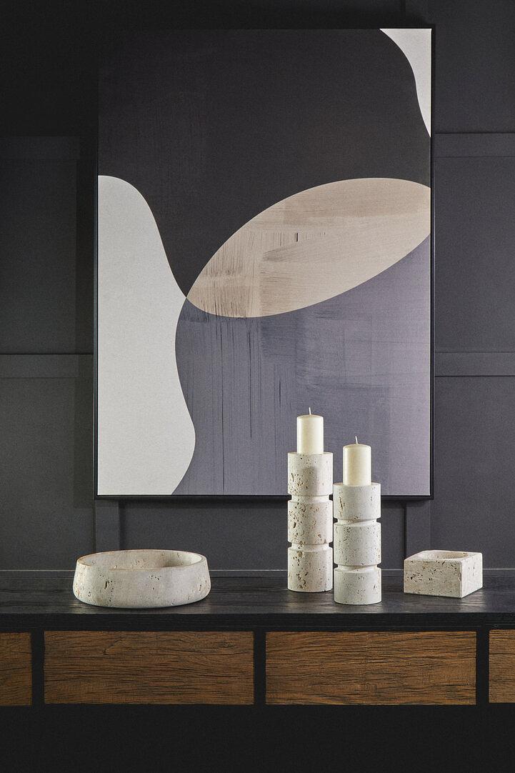 Tibor Großer Kerzenhalter Travertin Weiß 9