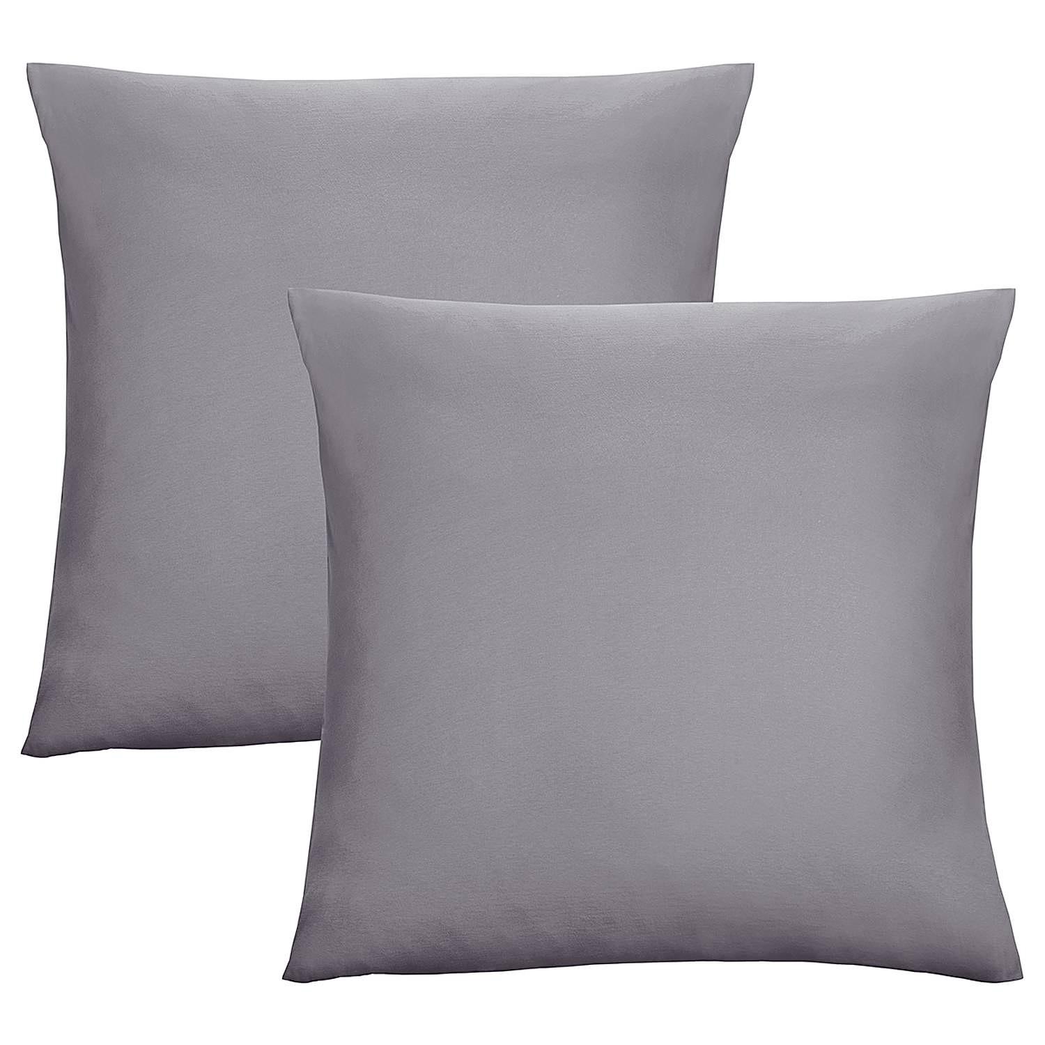 2x Pillowcase Set Cotton Jersey Silver Grey 0