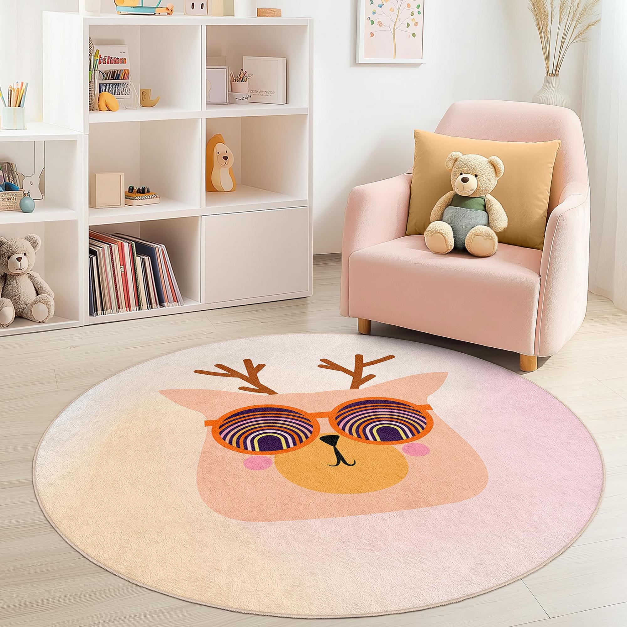 Cartoon-Design Children's Rug Multicoloured Ø180 cm 2