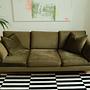3-seater Scandinavia sofa and ottoman velvet dark green 1