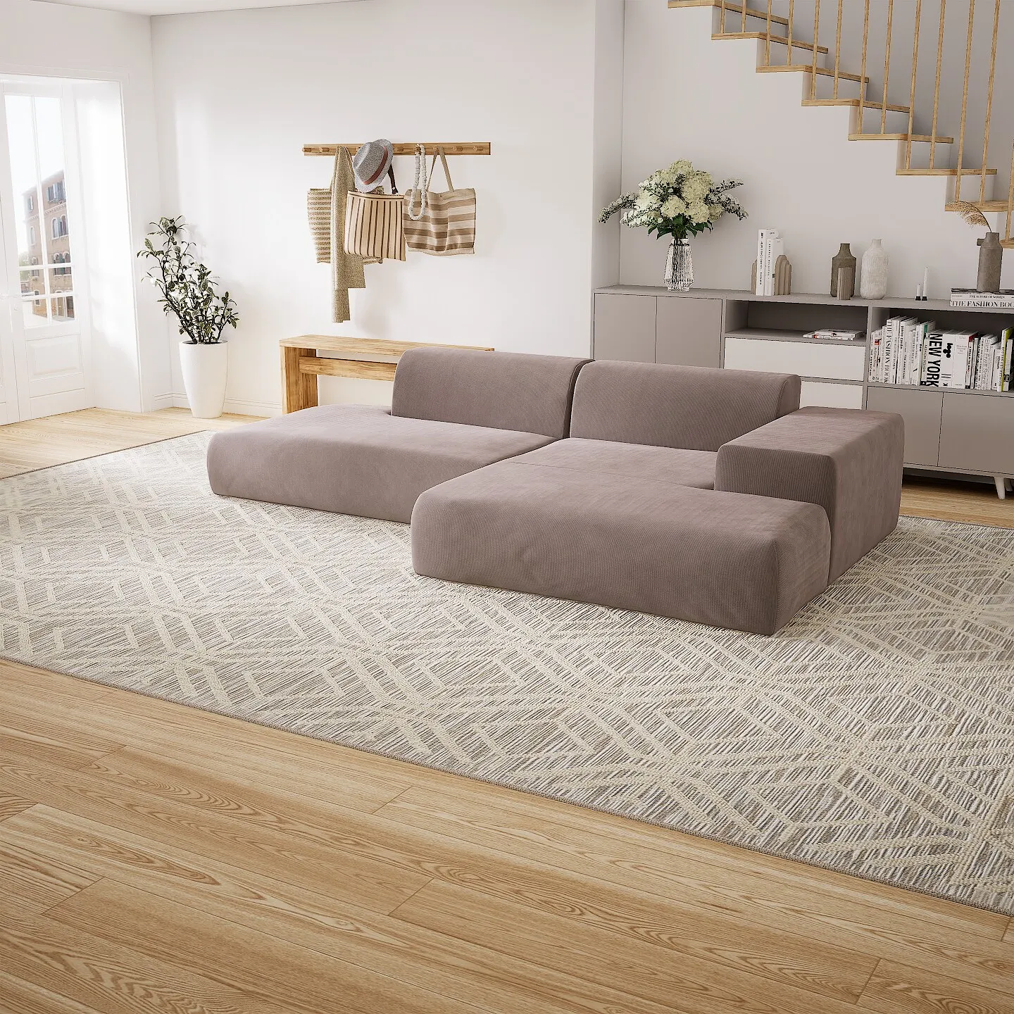 Pyllow Ecksofa Feiner Cord Trüffelbeige 5