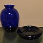 Vase-Aschenbecher 2er Set kobaltblau 1990er Jahre 0
